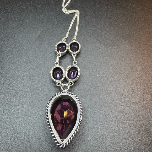 Amethyst 925 Silver Plated Necklace - Picture 2 of 4